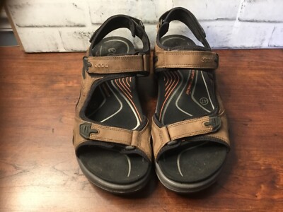 Ecco Yucatan Men s Brown Leather Sport Sandals Adjustable Strap 47 (US 13-13.5)