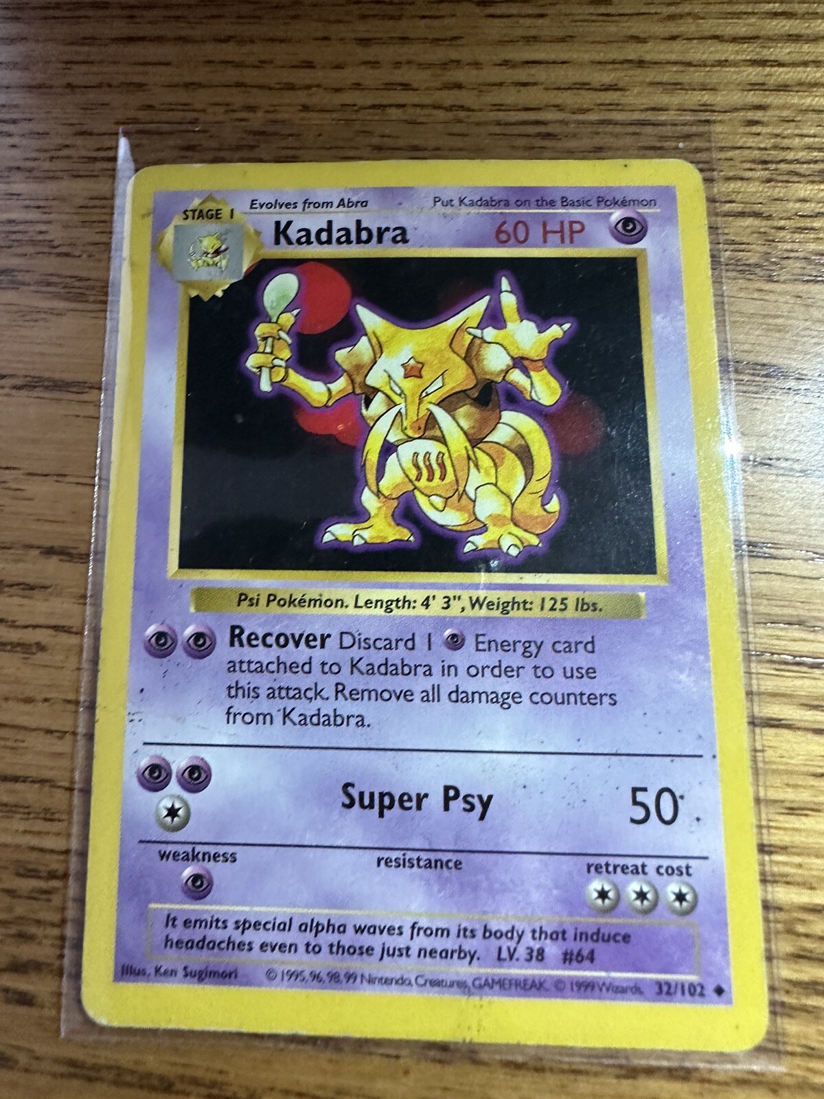 Pokémon TCG Kadabra Base Set 32/102 Regular Shadowless Uncommon