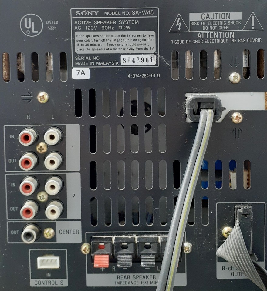 Sony SAVA15 Home Theater Active Speaker System Surround Sound Rear