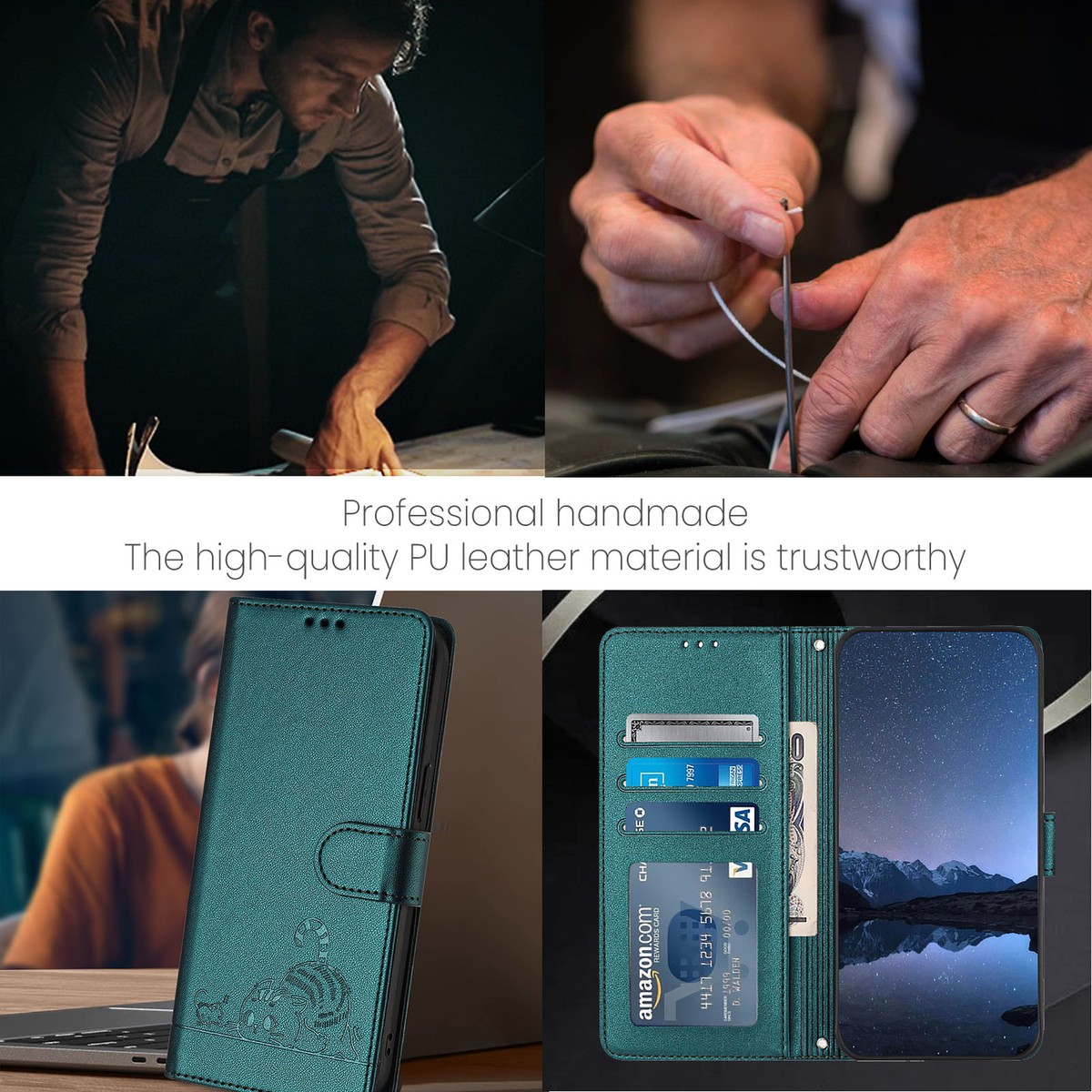 Moex Collana E Custodia Per Cellulare Compatibile Con Huawei P20 Lite (2019), Custodia In Silicone Trasparente Con Cinturino Regolabile Turchese - 3