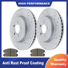 Front Slotted Rotors Discs and Brake Pads for 5.7L AWD Charger Challenger Magnum