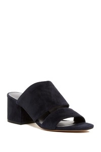navy suede mules