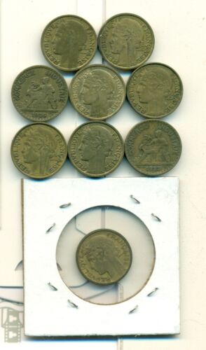 9 OLDER 50 CENTIME COINS from FRANCE (1923/26/31/32/33/38/39/40/41) - 第 1/2 張圖片