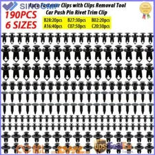 6-Size 190x Bumper Clips Auto Car Hole Plastic Rivets Fastener Fender Push Pins