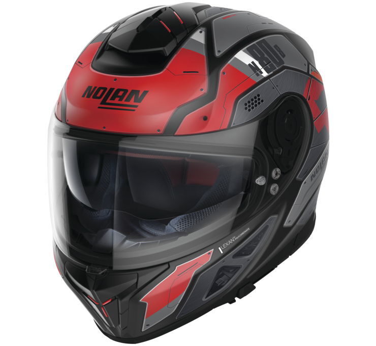 Casque N80-8 STARSCREAM N-COM NOLAN Noir Mat Rouge