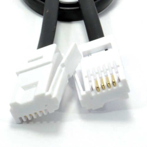 BT 4 Wire 431A Plug to Male Plug Telephone Cable Lead 1m/2m/3m/5m Black/White - Afbeelding 2 van 14