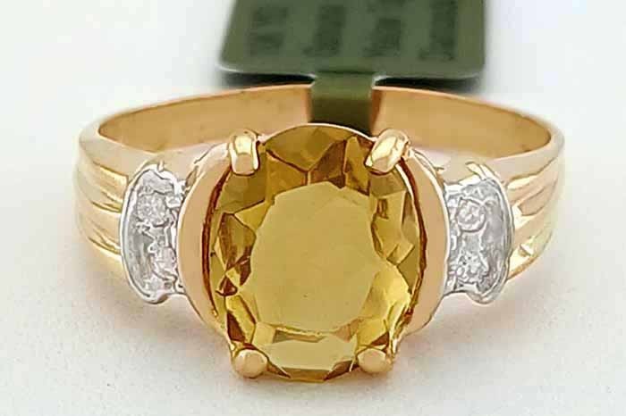 GENUINE 3.67 Cts YELLOW TOPAZ & DIAMOND RING 10K GOLD - Free Certificate - NWT