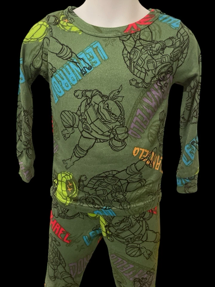 Teenage Mutant Ninja Turtles Boys 2 PC Pajama Set Toddler Size 4 Green - Image 4 of 4