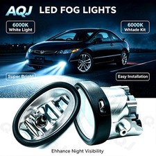 Led Fog Light Fit Honda Civic 2001-2008 Replacement Front Bumper Lamp Driving