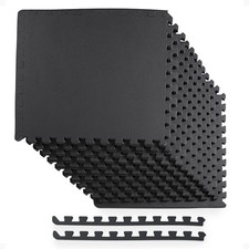 BalanceFrom Fitness 48 Sq Ft Interlocking EVA Foam Exercise Mat Tiles, Black