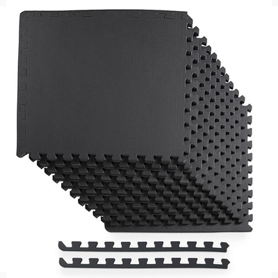 #ad BalanceFrom Fitness 48 Sq Ft Interlocking EVA Foam Exercise Mat Tiles Black $39.99