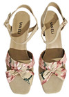 NEW  Ladies VANELI Beige Floral Leather Sandal Heels Shoes 9 1/2 M 9.5 Orig $175 — photo 4
