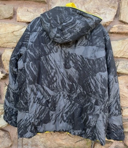 KJUS Men's Reversible Down Puffer Jacket Grey Mountain Camo Yellow 50/M - product listing photo