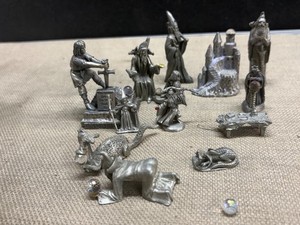 Lot of 10 Pewter Figurines Tudor Ral Partha Fetch Gallo Wizards Dragons more