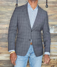 Michael Kors 100 Wool Gray Windowpane Dual Vent Blazer Sport Jacket Size 38R