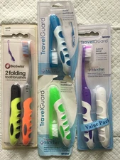 4 TRAVEL GUARD MICROBAN MICROBIAL FOLDING TOOTHBRUSH & 2 PK BIOSWISS  FOR FREE