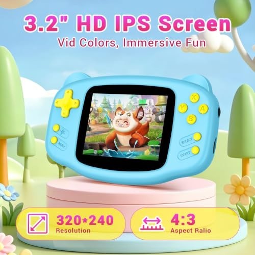Handheld Retro Game Console 300 Built-In Games 16-Bit 3.2" HD Screen USB-C Blue
