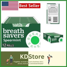 Sugar Free Spearmint Breath Mints Rolls 12 Pack - Fresh Breath Oral Freshener