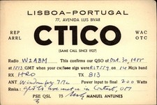 QSL radio card CT1CO 1955 Lisbon Portugal Manuel Antunes