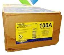 New Square D 100 Amp Safety Disconnect Switch 2 Pole 240 VAC 3R  D223NRB