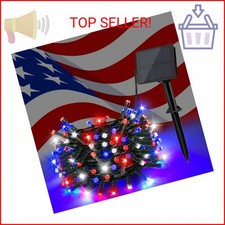 cshare Red White and Blue Solar Lights, 4th of July Lights Waterproof Outdoor 39