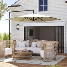 Offset Patio Umbrella with Crank, Outdoor Cantilever Market Umbrella