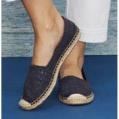 Talbots Women's Izzy Blue Crochet Espadrille Shoes Size 9 EUC Boho Cottage Fairy