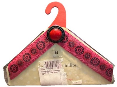 Lindsay Phillips Switchflops Interchangeable Straps Helena Pink Black Sz M NEW