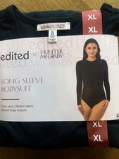 Edited by Hunter McGrady Sz XL Long Sleeve Stretchy Black Bodysuit - NWT