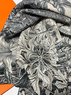 HERMES Carre 140 Kaschmir Seide Schal All'Orto Botanico di Palermo Vert...