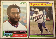 JOE CRIBBS 1981 Topps RC LOT! #360 Super Action #103 Buffalo Bills ROOKIE! NRMT