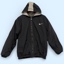 VTG 90s Nike Windbreaker Jacket Big Swoosh Black  Gray Yth XL