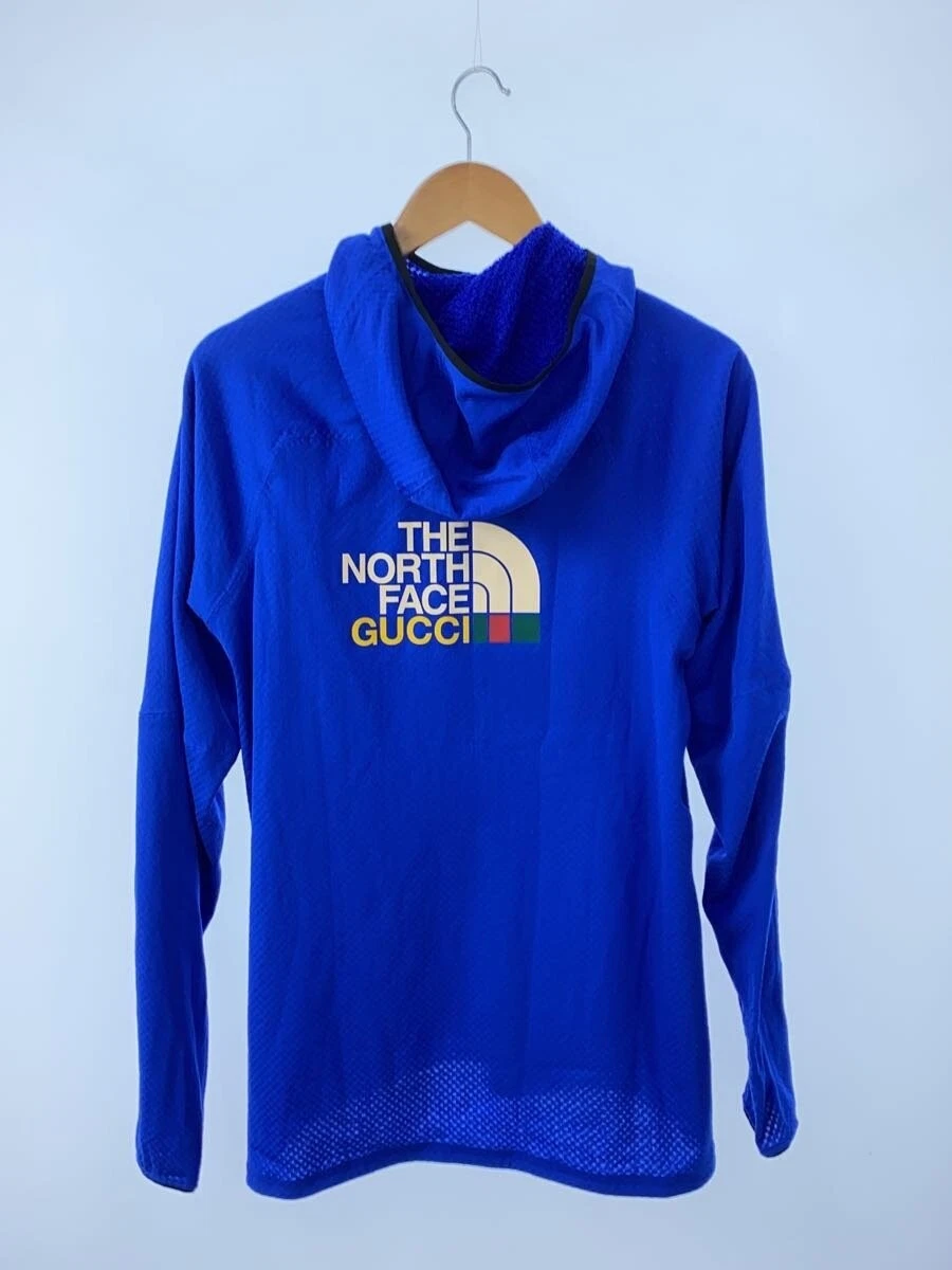 Felpa con cappuccio pullover mezza zip logo Gucci blu poliestere taglia M 663909 #EG AGA