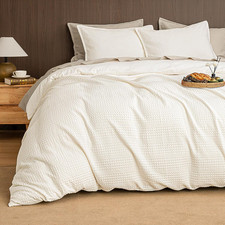 Soft Waffle Duvet Cover King Size- Luxury Textured No Snagging Waffle Weave Comf
