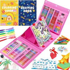 All in One Art Supplies, Art Kit Includes Easel, Origami Paper, Colored Pencils,