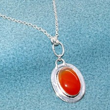 925 Silver Plated Huge Carnelian Necklace 18
