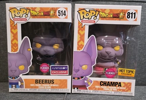 Funko Pop Lot DragonBallZ Beerus Funimation Ex(514) And Champa Hot Topic Ex(811)