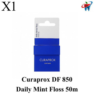 1x Dental Curaprox DF 850 Daily Mint Floss 50m Bi0 Based Waxed Oral Care