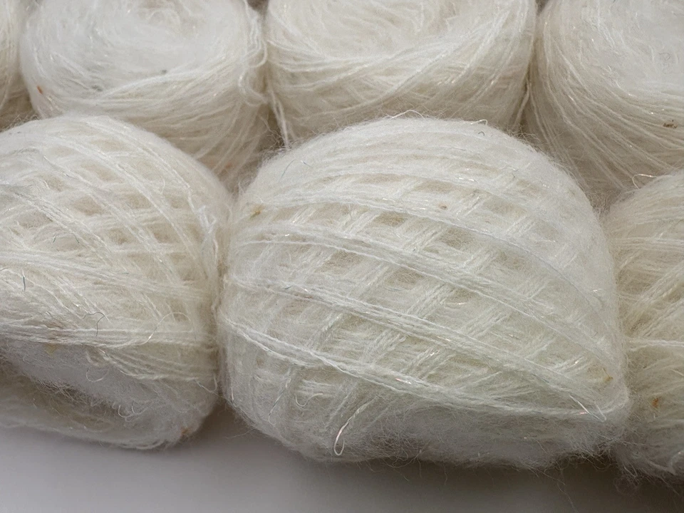 Lot of 15 Faux Mohair Yarn Speckle White Shimmer 300+g 1000+yds Total READ - Image 3 of 4
