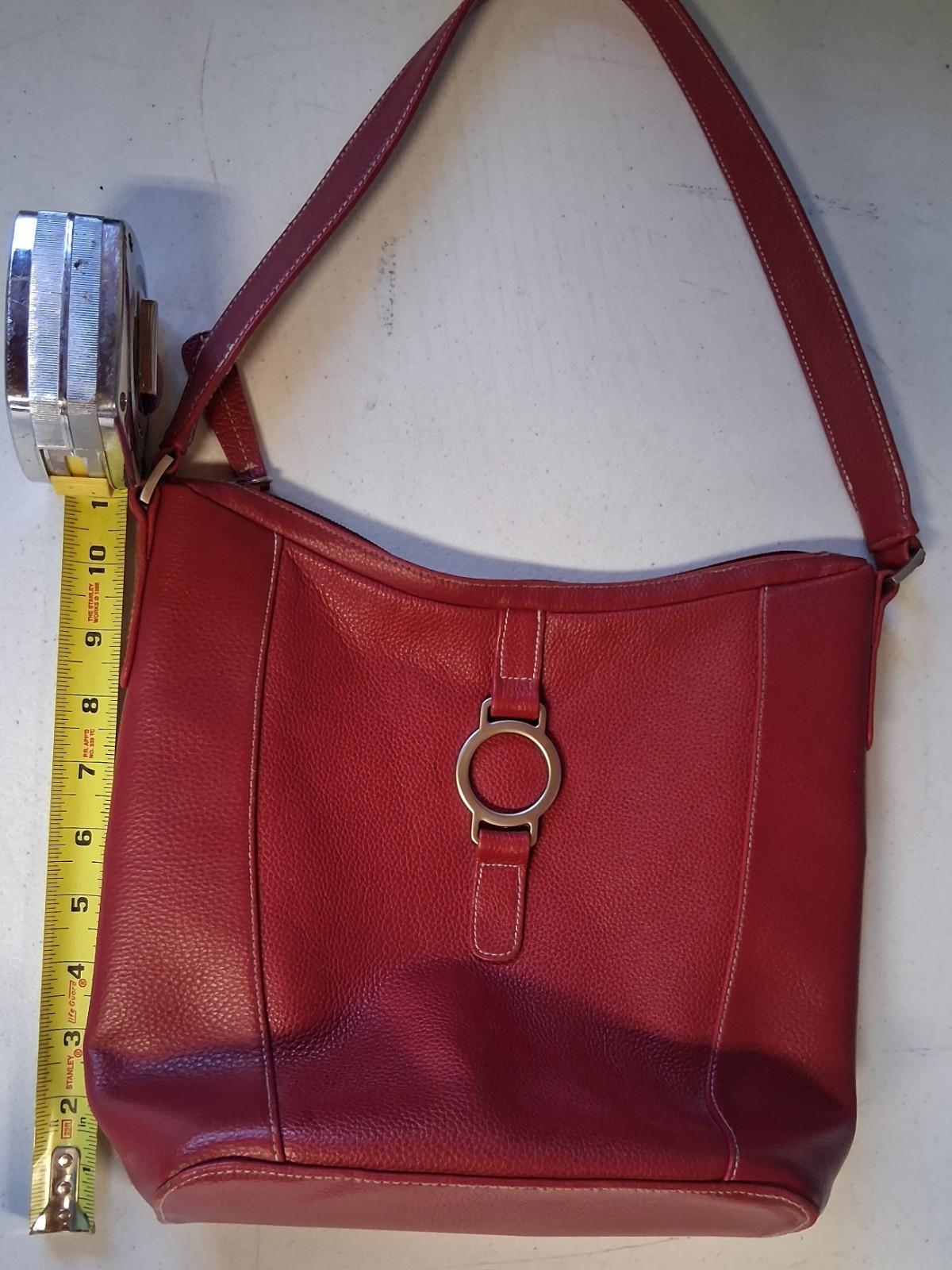 Mossimo Cherry Red Leather Pebblegrain Bucket Sho… - image 8