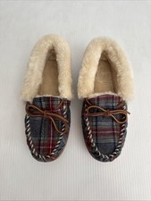 NEW LL Bean Women  s Wicked Good Moccasin Slipper - Plaid Royal Stewart - 9 M