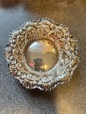 Antique Hallmarked Solid Sterling Sheffield Silver English Ornate Bon Bon Dish