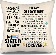 To My Sister Gift Ideas Throw Pillow Covers Women Girls Big Middle Little Sister