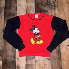 1980  s MICKEY MOUS Kids Sweatshirt Pilgrim USA Red Walt Disney M 10/12 