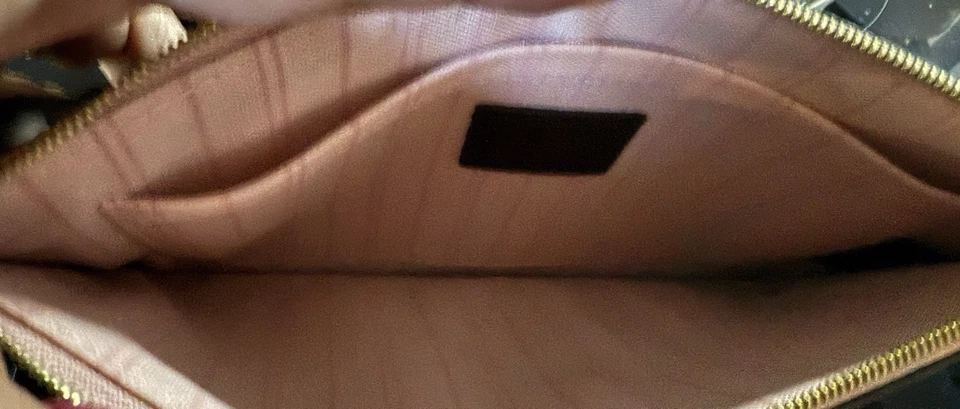 Bolsa Louis Vuitton Wristlet Damier Plane marrom com rosa pálido - Imagem 2 de 4