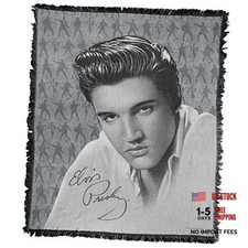 Elvis Presley Blanket, 50"x60" Moves Woven Tapestry Cotton Blend Fringed Throw