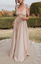 Show Me Your Mumu Harper Maxi Dress Womens Large Champagne Luxe Satin Side Slit
