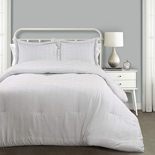  - 16T003093 Comforter Farmhouse Stripe 3 Piece Reversible Full Queen Blue - Picture 5 of 5