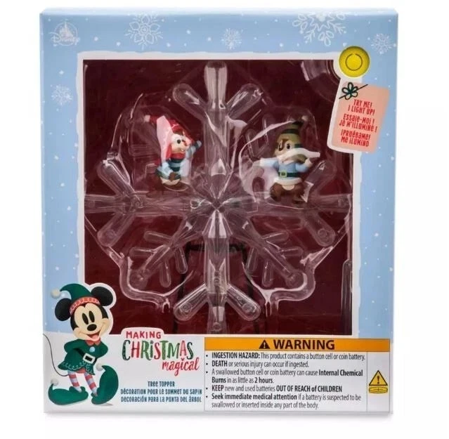 Topper de árbol de Navidad iluminado Chip 'n Dale de los parques de Disney - NUEVO Foto 3 de 4