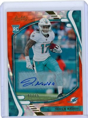 2021 Panini Absolute Jaylen Waddle Dolphins Rookie Auto Orange Spectrum #41/75